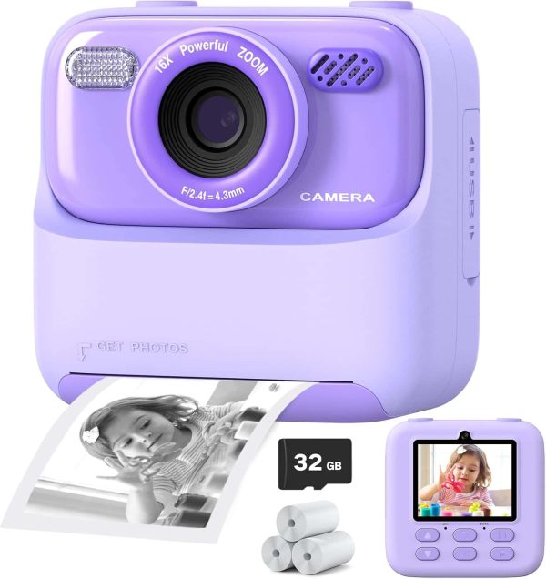 Kids Instant Print Camera 1080p Hd Selfie Gift