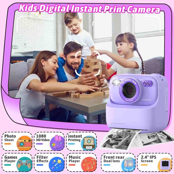 Kids Instant Print Camera 1080p Hd Selfie Gift - Image 2