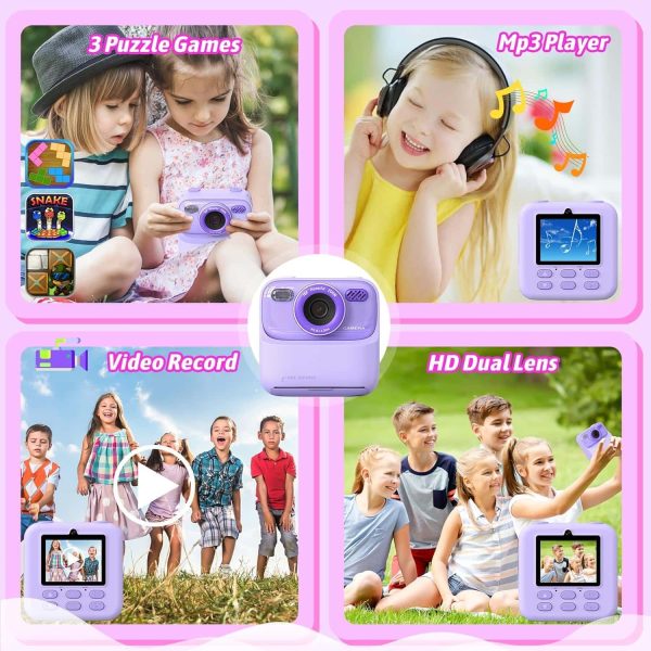 Kids Instant Print Camera 1080p Hd Selfie Gift - Image 3