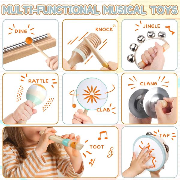 Montessori Wooden Percussion Baby Music Toys Neutral - Image 2
