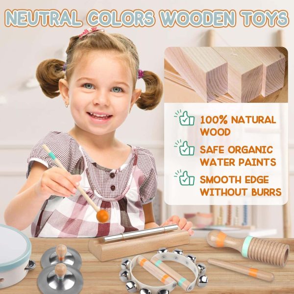 Montessori Wooden Percussion Baby Music Toys Neutral - Image 3