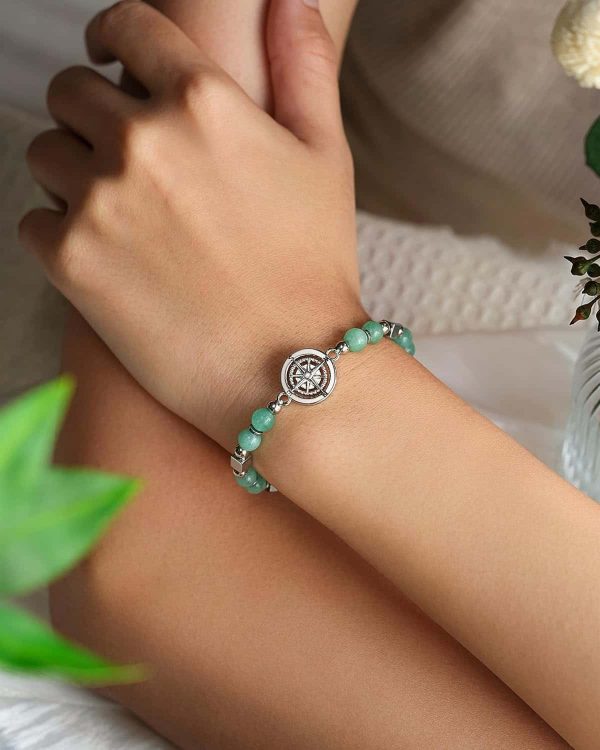 Amazonite Compass Bracelet Women Travel Gift - Image 2
