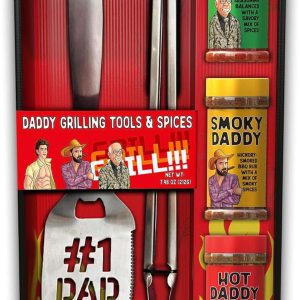 Dad Bbq Tool & Spices Set: Grill Spatula, Tongs, Daddy Spices