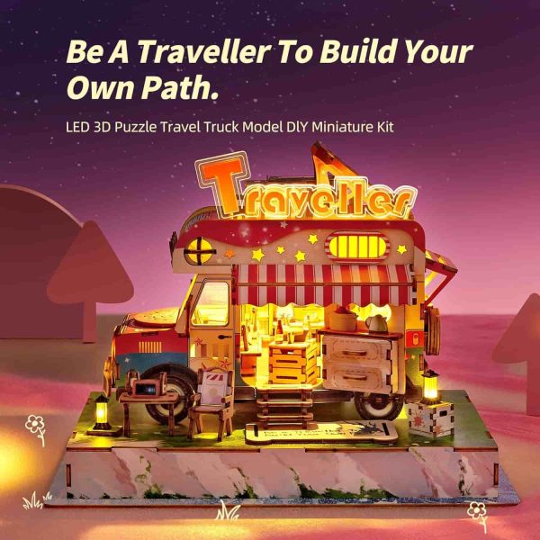 3d Wood Travel Truck Puzzle Kit Led Adventure - Image 3