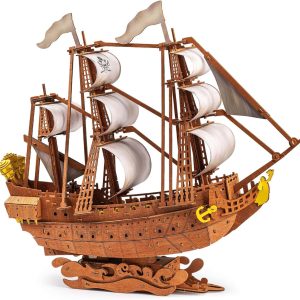 Synarry Led Pirate Ship 3d Puzzle Decor