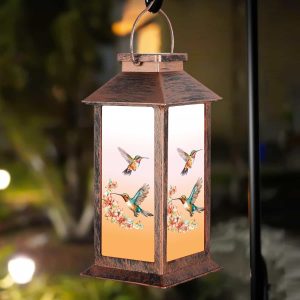 Solar Hummingbird Led Garden Lantern Decor