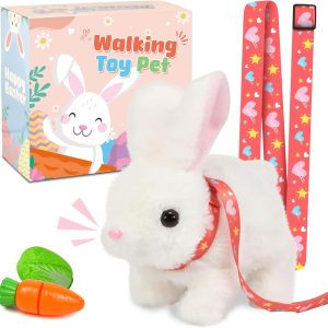 Realistic Interactive Bunny Plush Toy White