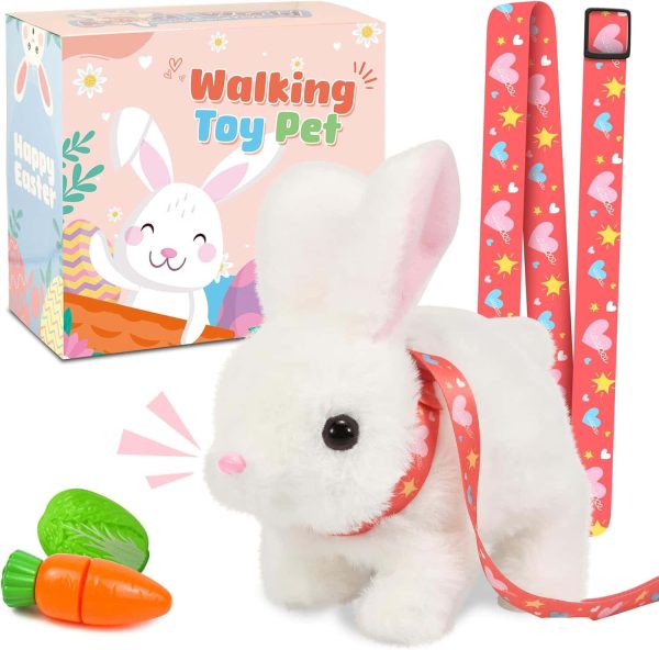 Realistic Interactive Bunny Plush Toy White