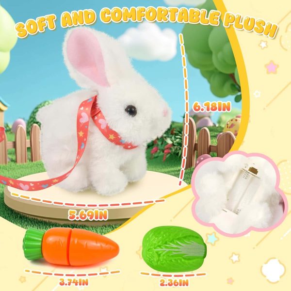 Realistic Interactive Bunny Plush Toy White - Image 2