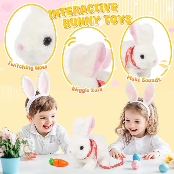 Realistic Interactive Bunny Plush Toy White - Image 3