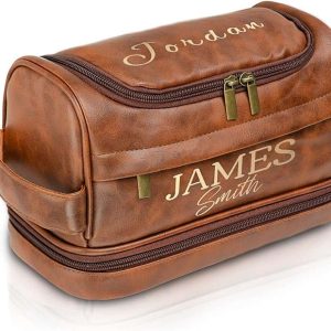 Custom Leather Men's Toiletry Bag - Gift For Him