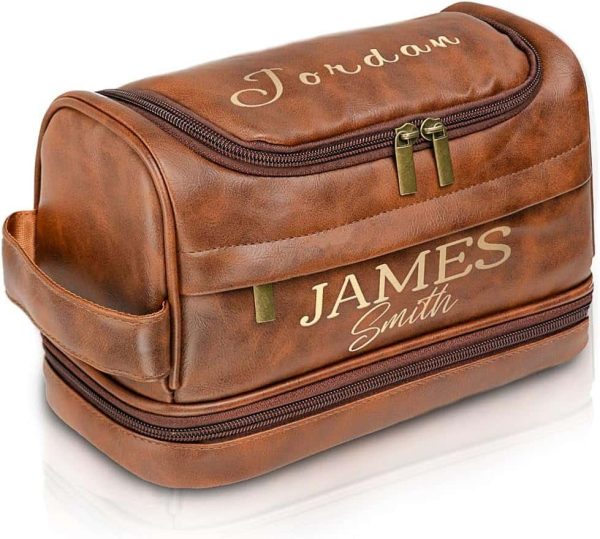 Custom Leather Men's Toiletry Bag - Gift For Him