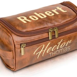 Personalized Leather Toiletry Bag For Men Engraved