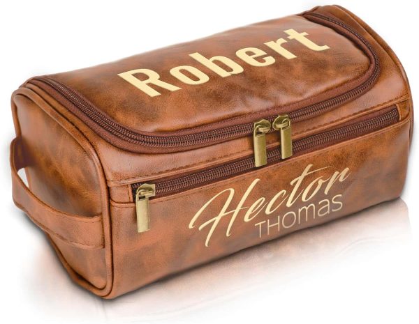 Personalized Leather Toiletry Bag For Men Engraved