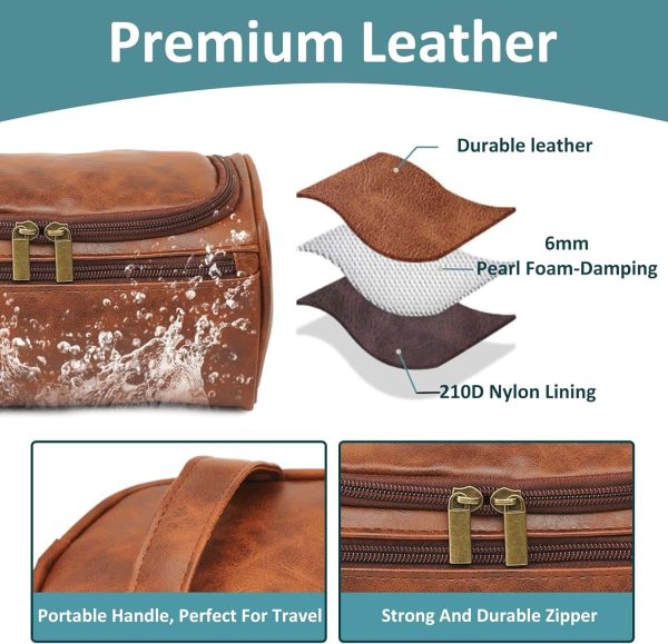 Personalized Leather Toiletry Bag For Men Engraved - Image 3